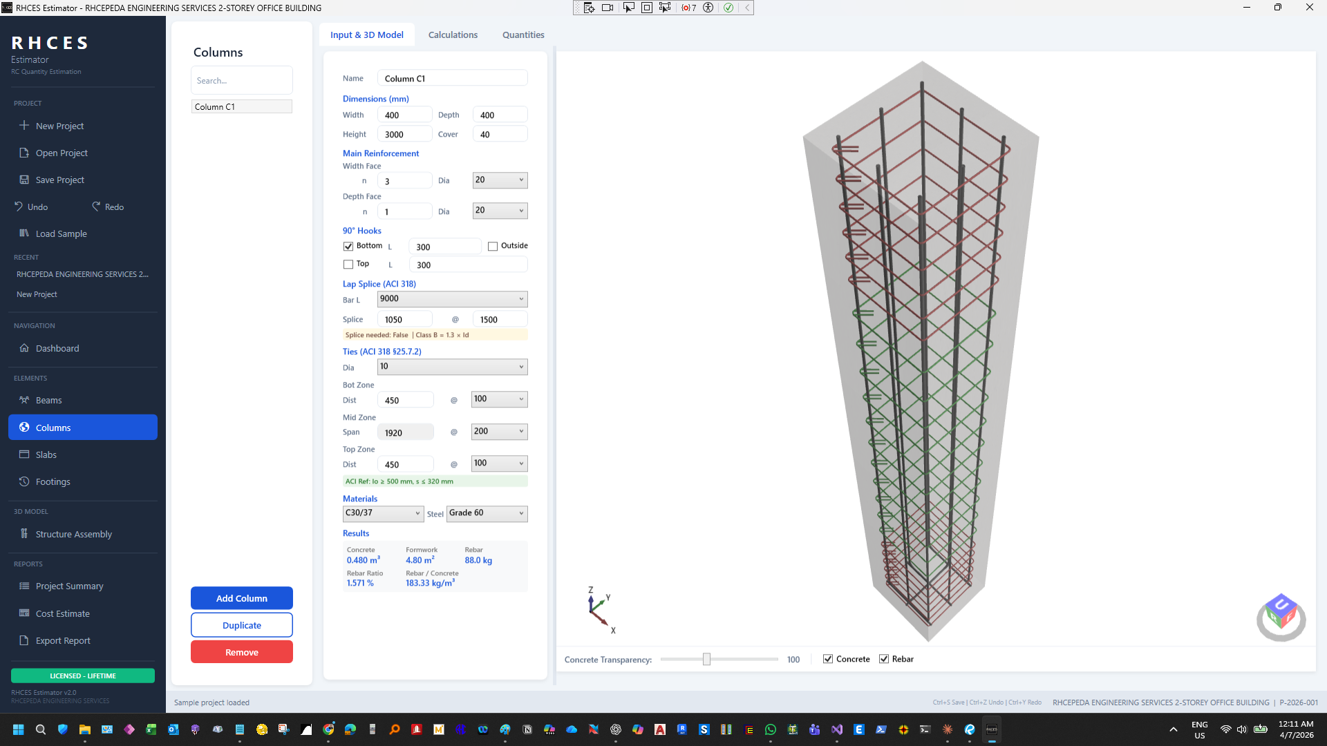 RHCES Estimator - Columns Module