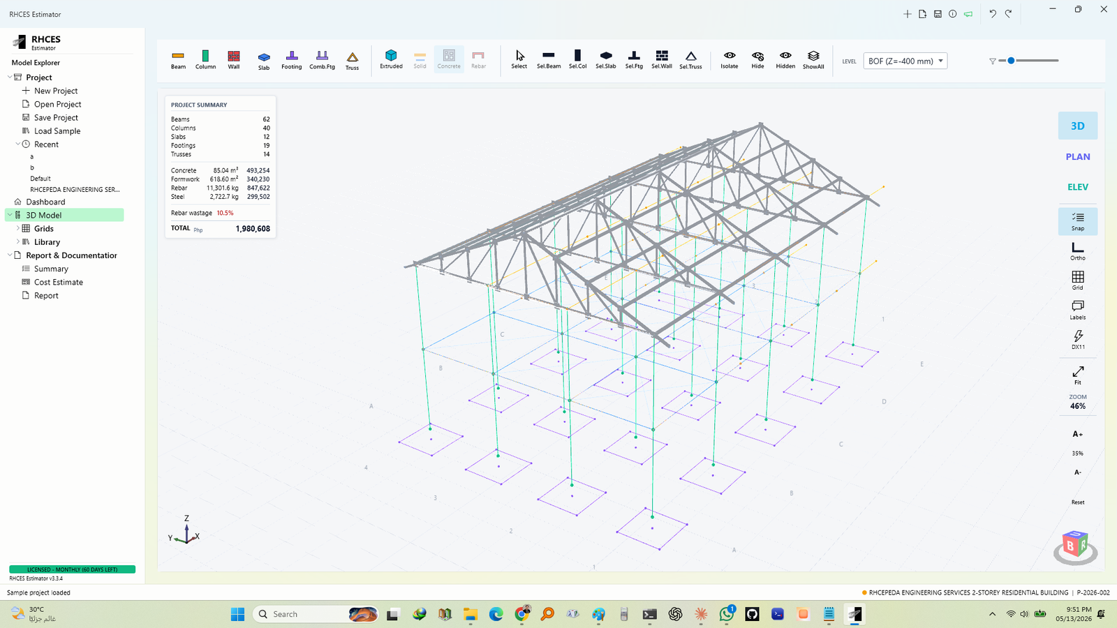 RHCES Estimator analytical stick model