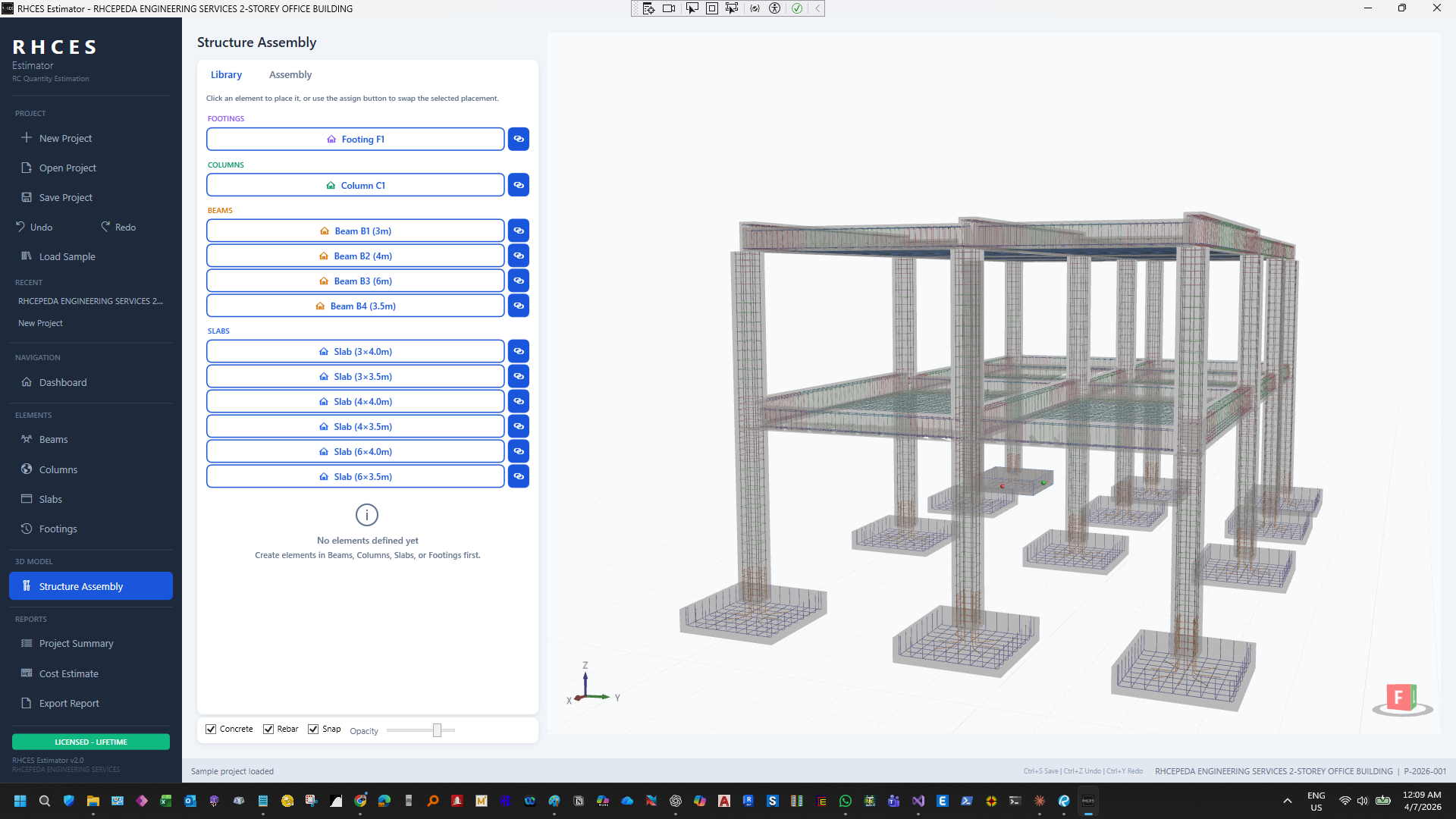RHCES Estimator - Structure Assembly 3D View