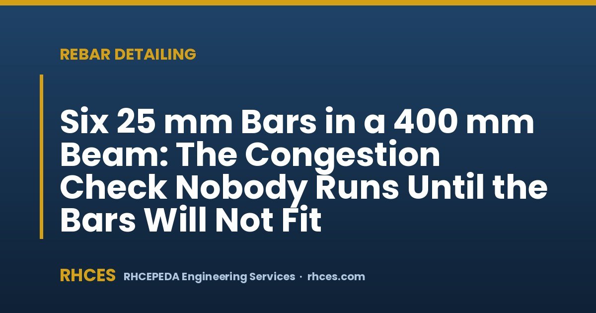 Six 25 mm Bars in a 400 mm Beam: The Congestion Check Nobody Runs Until the Bars Will Not Fit