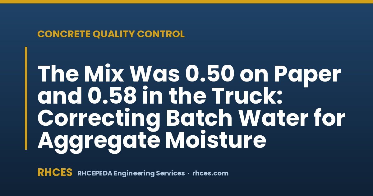 The Mix Was 0.50 on Paper and 0.58 in the Truck: Correcting Batch Water for Aggregate Moisture