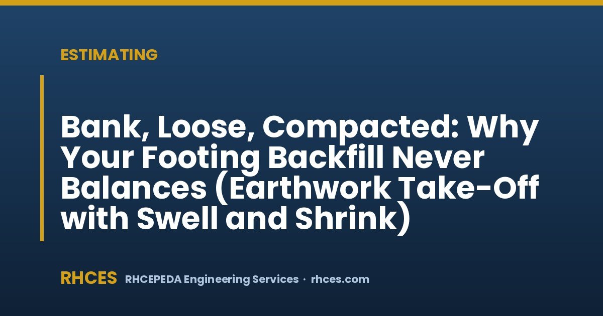Bank, Loose, Compacted: Why Your Footing Backfill Never Balances (Earthwork Take-Off with Swell and Shrink)