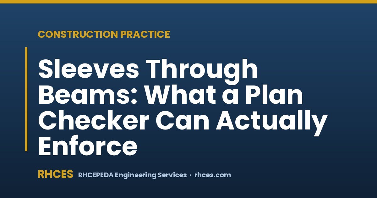 Sleeves Through Beams: What a Plan Checker Can Actually Enforce