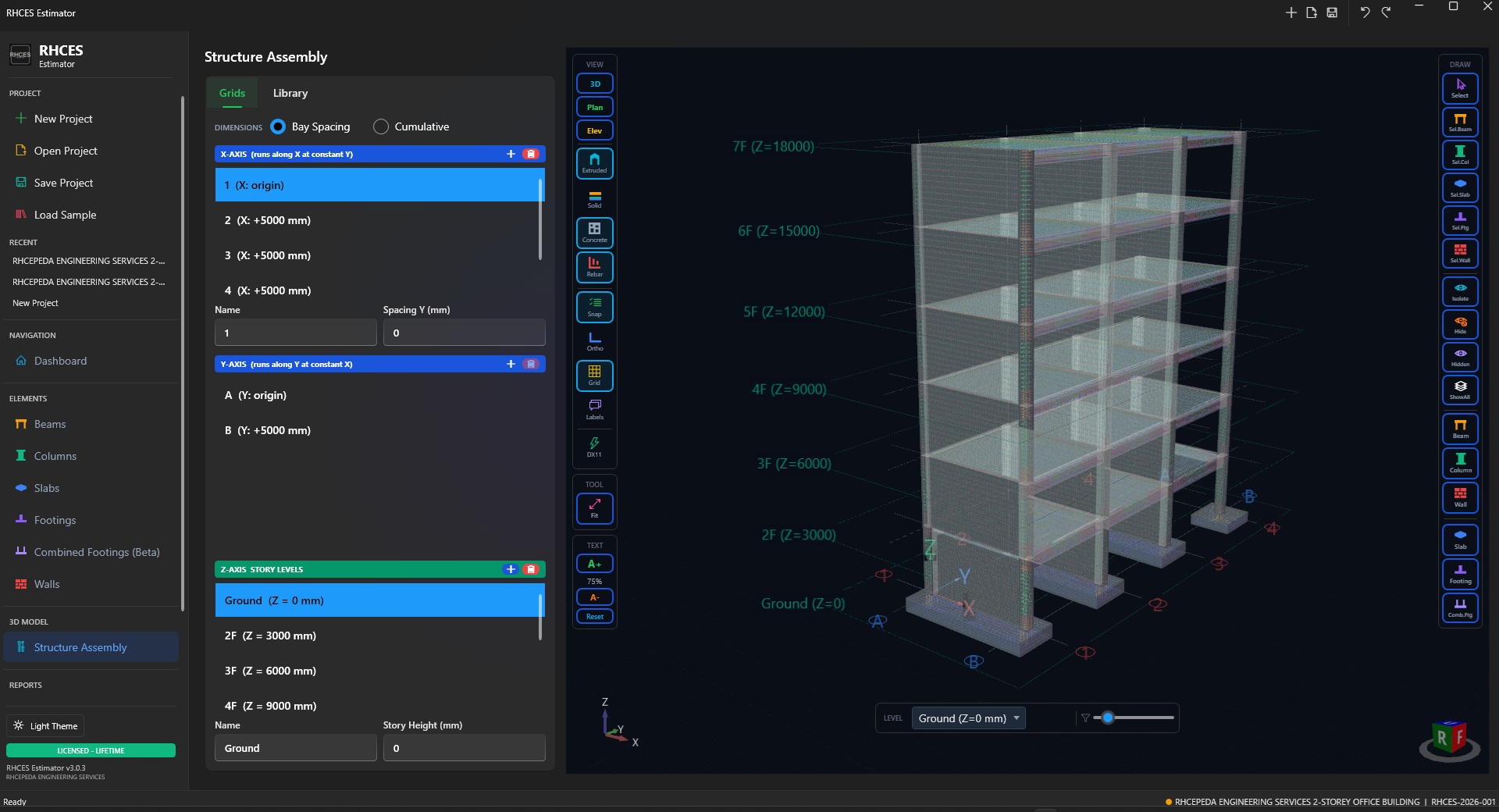 3D structural assembly with rebar detail
